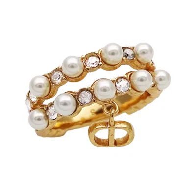 Pre-owned Dior Christian  Gold Metal Band Ring ()