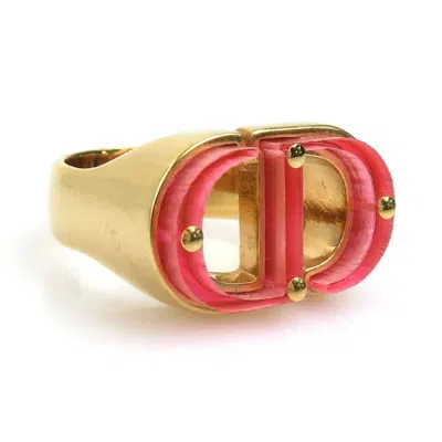 Pre-owned Dior Christian  Gold Pink Metal Band Ring () In Multi