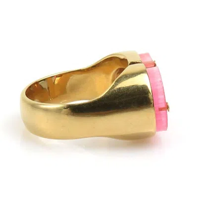 Pre-owned Dior Christian  Gold Pink Metal Band Ring () In Multi