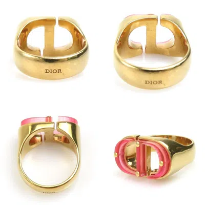 Pre-owned Dior Christian  Gold Pink Metal Band Ring () In Multi