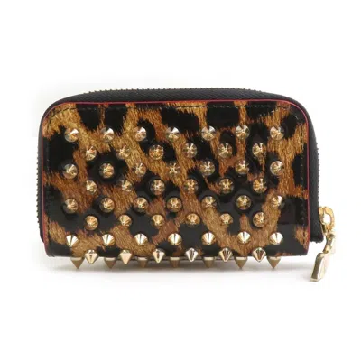 Pre-owned Christian Louboutin Black Brown Patent Leather Coin Purse/coin Case () In Multi