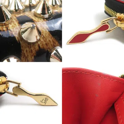 Pre-owned Christian Louboutin Black Brown Patent Leather Coin Purse/coin Case () In Multi