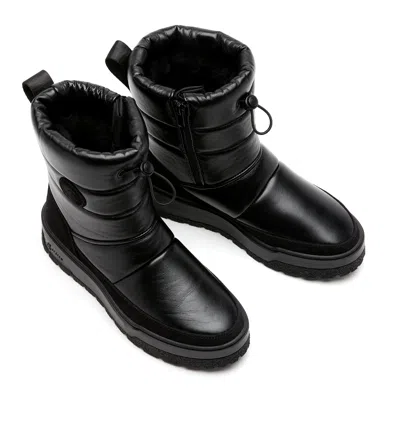 La Canadienne Eric Shearling-lined Puffed Leather Snow Boots In Black