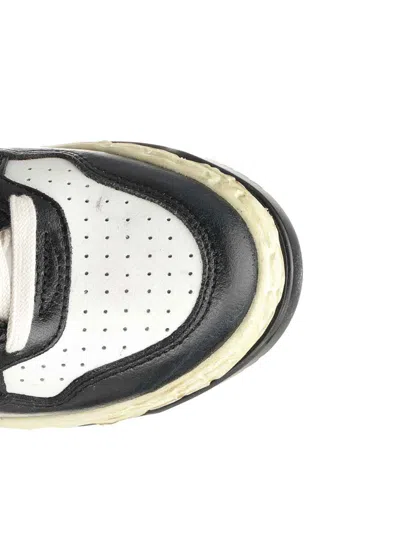 Autry Medalist Low Vintage X Mihara Yasuhiro White And Black Sneakers With Handcrafted Sole In Leather Man In Black