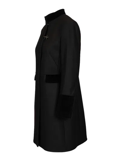 Fay Cappotto Monopetto Con Un Gancio Coats Black In Black