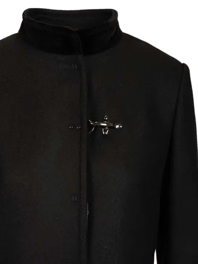 Fay Cappotto Monopetto Con Un Gancio Coats Black In Black