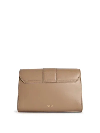 Furla Urban S Beige Leather Crossbody Bag In Sand
