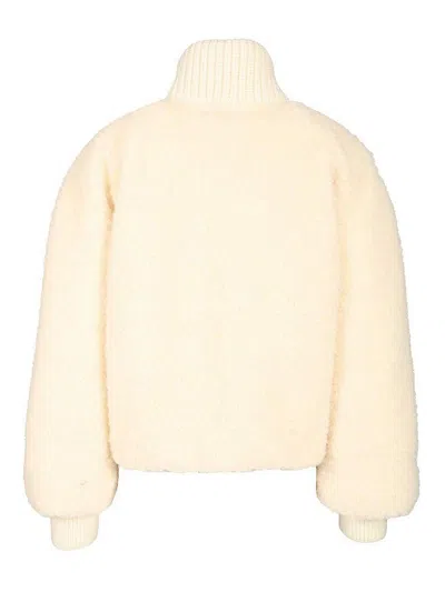 Moncler Ayles Short Down Jacket In Teddy And Wool Jackets White In Gold