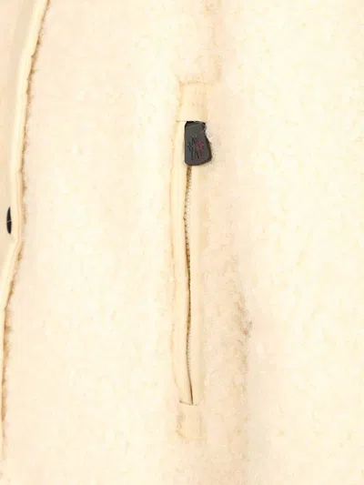 Moncler Ayles Short Down Jacket In Teddy And Wool Jackets White In Gold