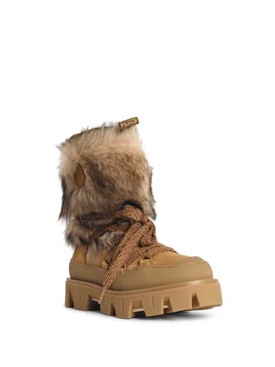 Moncler Peak Apres Suede And Shearling Ankle Boots In Brown