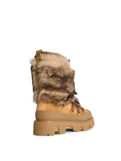 Moncler Peak Apres Suede And Shearling Ankle Boots In Brown