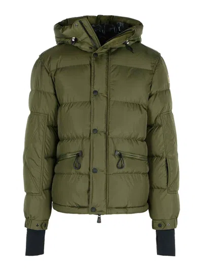 Moncler Grenoble Short Down Jacket With Hood In Green