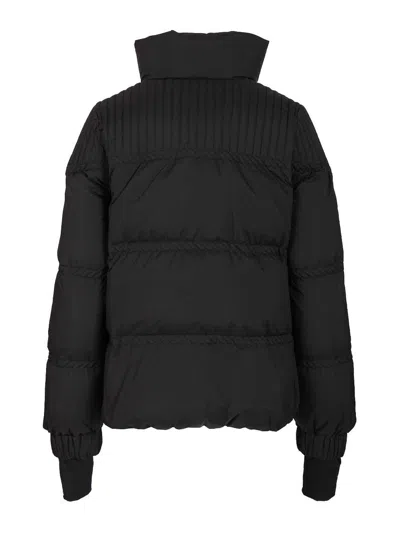 Moncler High Collar Quilted Nylon Outerwear In Black