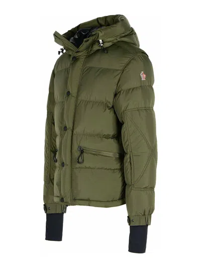 Moncler Grenoble Short Down Jacket With Hood In Green