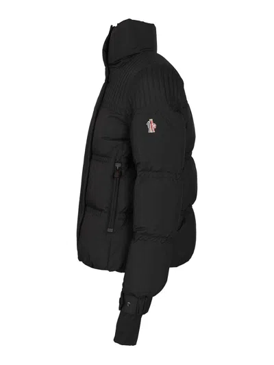 Moncler High Collar Quilted Nylon Outerwear In Black