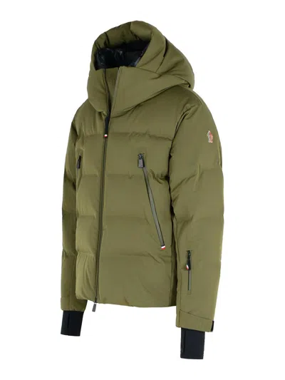 Moncler Nylon Down Jacket Featuring Adjustable Elements In Green