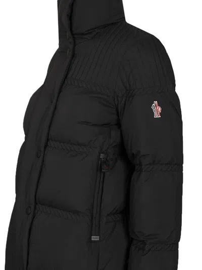 Moncler High Collar Quilted Nylon Outerwear In Black