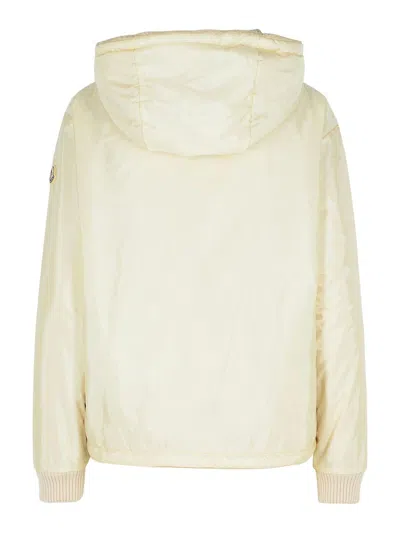 Moncler Reversible Jacket In Cream Cotton Blend In White