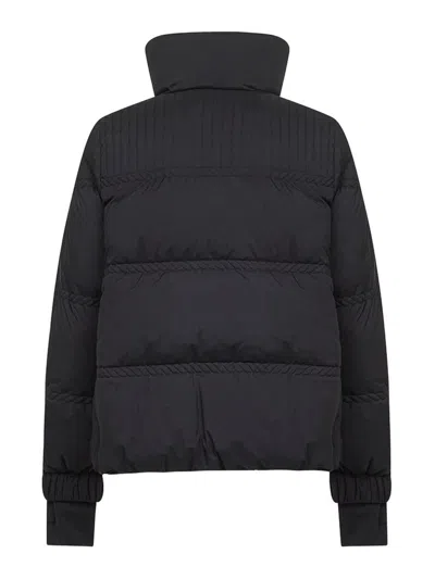 Moncler High Collar Quilted Nylon Outerwear In Black