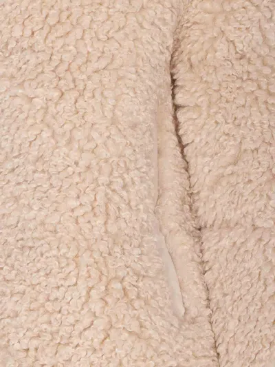 Save The Duck Cropped Faux Fur Jacket With High Collar And Full Zip Closure In Nude