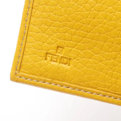 Pre-owned Fendi Beige Yellow Canvas Leather Wallet (bi-fold) () In Multi
