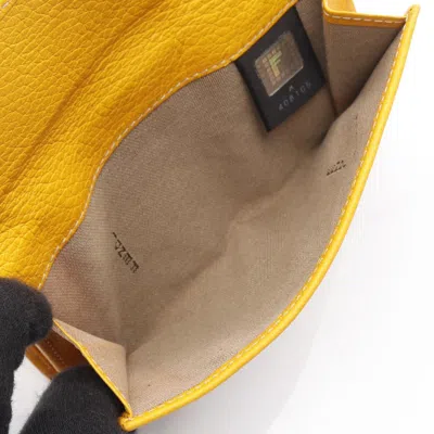 Pre-owned Fendi Beige Yellow Canvas Leather Wallet (bi-fold) () In Multi