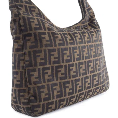 Pre-owned Fendi Zucca Brown Canvas Leather Shoulder Bag ()