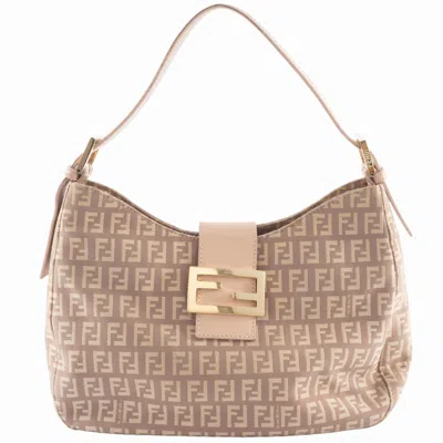 Pre-owned Fendi Zucca Pink Canvas Leather Shoulder Bag ()