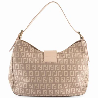 Pre-owned Fendi Zucca Pink Canvas Leather Shoulder Bag ()