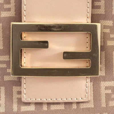 Pre-owned Fendi Zucca Pink Canvas Leather Shoulder Bag ()