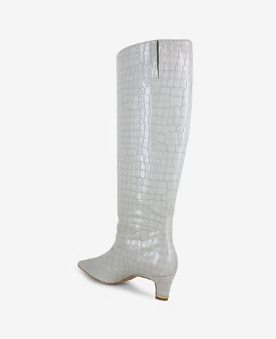 Kenneth Cole Rubia Croco Patent Tall Heel Boot In White