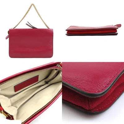 Pre-owned Givenchy Red Color Wine Leather Suede Shoulder Bag ()