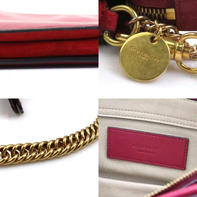 Pre-owned Givenchy Red Color Wine Leather Suede Shoulder Bag ()