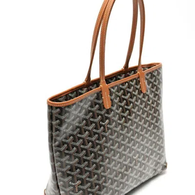 Pre-owned Goyard Black Brown Coated Canvas Leather Tote Bag () In Multi
