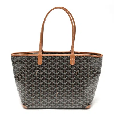 Pre-owned Goyard Black Brown Coated Canvas Leather Tote Bag () In Multi