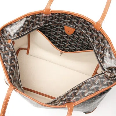 Pre-owned Goyard Black Brown Coated Canvas Leather Tote Bag () In Multi