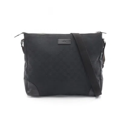 Pre-owned Gucci Black Canvas Leather Shoulder Bag ()