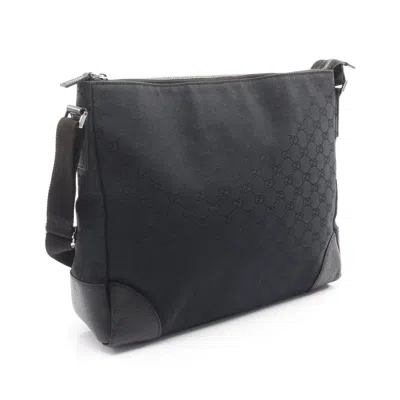 Pre-owned Gucci Black Canvas Leather Shoulder Bag ()