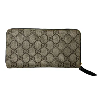 Pre-owned Gucci Black Gray Pvc Long Wallet (bi-fold) () In Multi