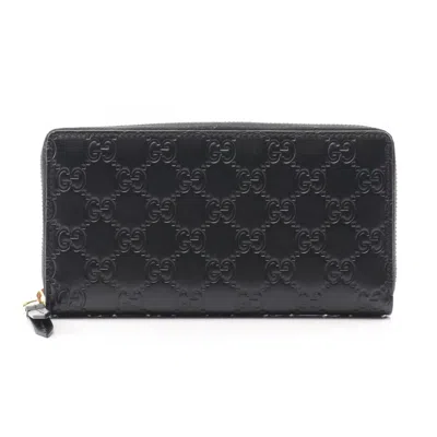 Pre-owned Gucci Black Leather Long Wallet (bi-fold) ()