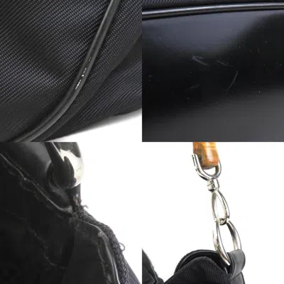 Pre-owned Gucci Black Nylon Canvas Leather Shoulder Bag ()