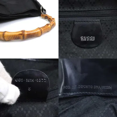 Pre-owned Gucci Black Nylon Canvas Leather Shoulder Bag ()