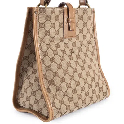 Pre-owned Gucci Gg Canvas Beige Brown Gg Canvas Leather Shoulder Bag ()