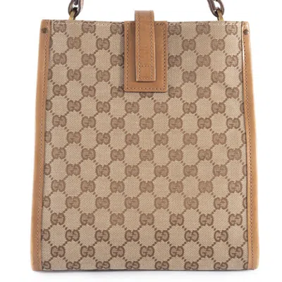 Pre-owned Gucci Gg Canvas Beige Brown Gg Canvas Leather Shoulder Bag ()
