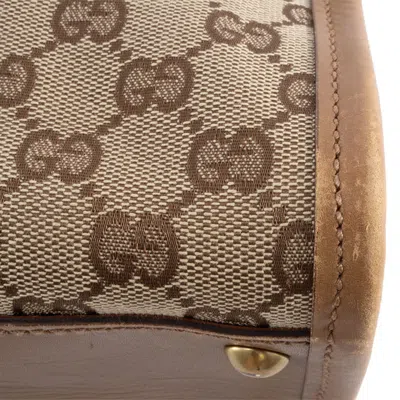 Pre-owned Gucci Gg Canvas Beige Brown Gg Canvas Leather Shoulder Bag ()