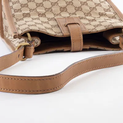 Pre-owned Gucci Gg Canvas Beige Brown Gg Canvas Leather Shoulder Bag ()
