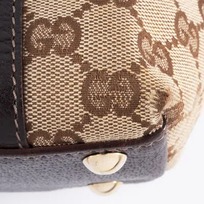 Pre-owned Gucci Gg Canvas Beige Brown Gg Canvas Leather Tote Bag ()
