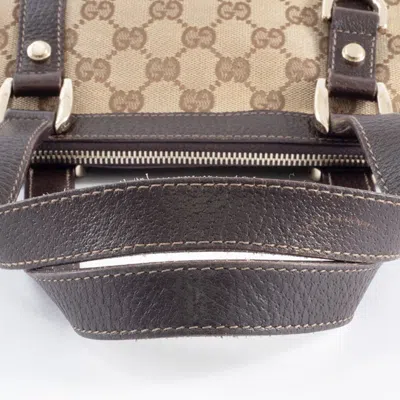 Pre-owned Gucci Gg Canvas Beige Brown Gg Canvas Leather Tote Bag ()