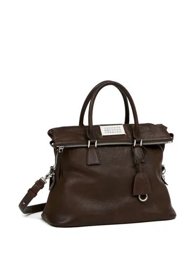 Maison Margiela 5ac Medium Leather Handbag In Brown