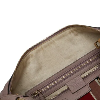 Pre-owned Gucci Gg Canvas Beige Purple Gg Canvas Leather Boston Bag Shoulder Bag () In Multi